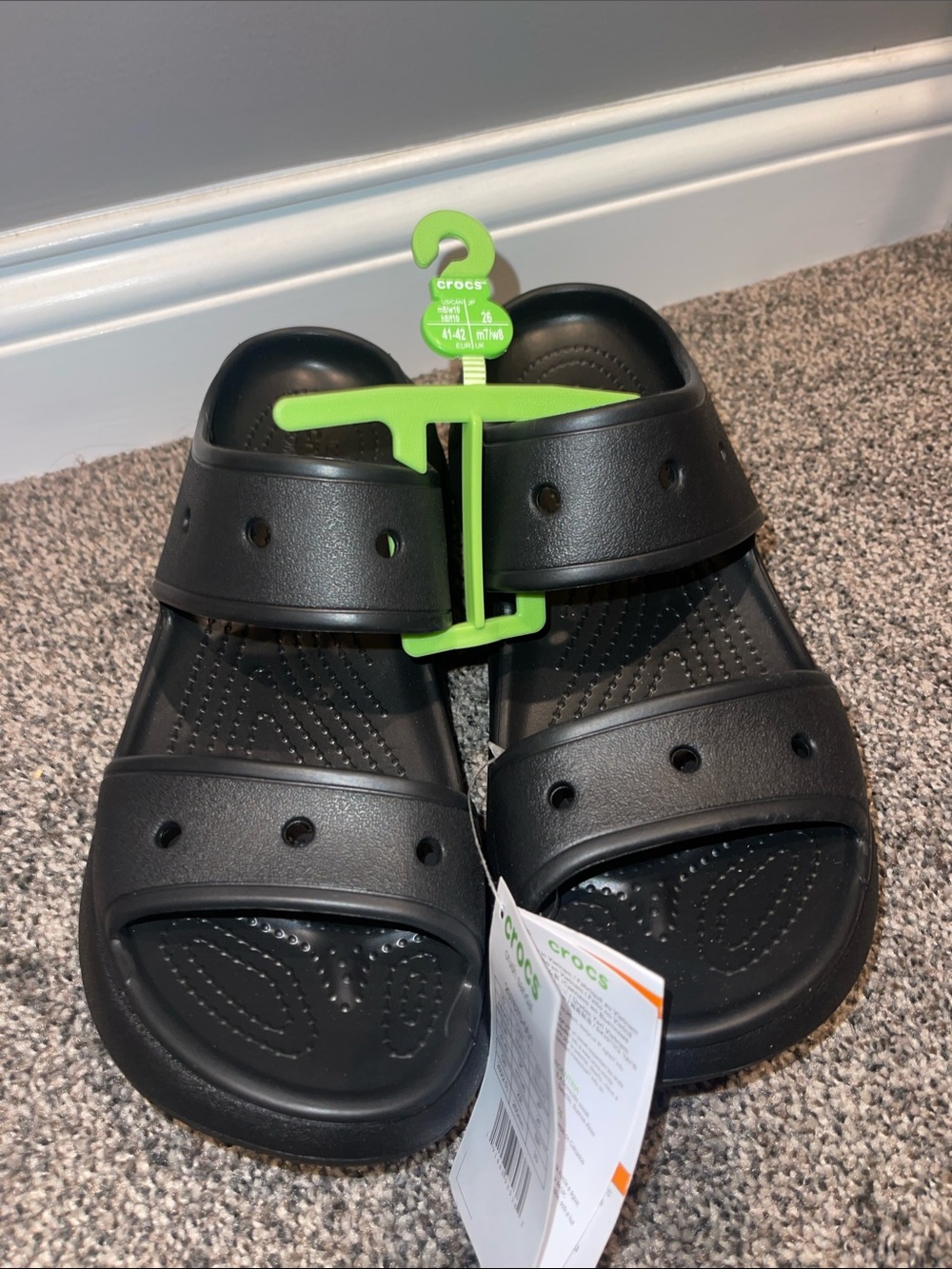 CROCS Black Double-Strap Platform Slides